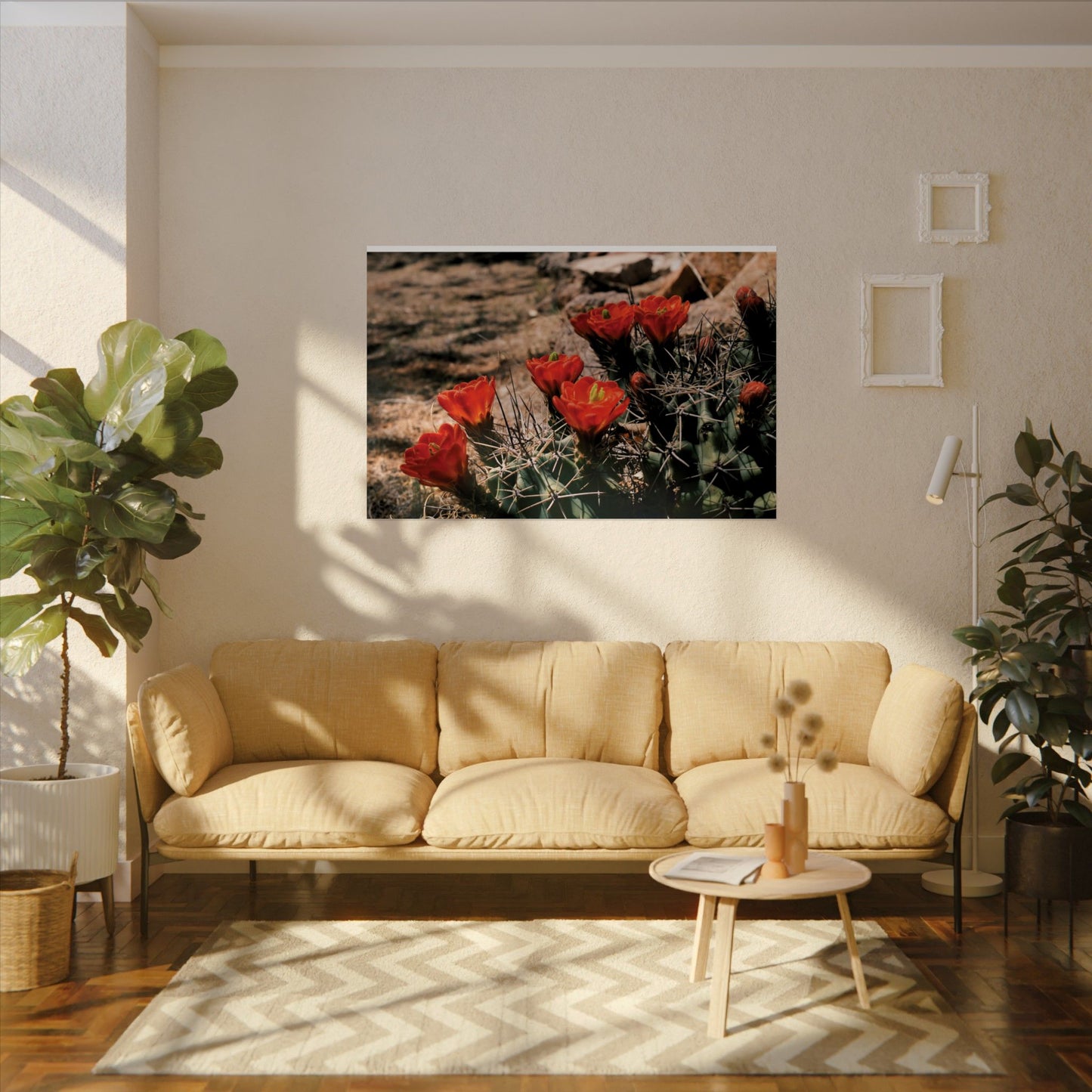Red Cactus Blossoms in Big Bend Ranch State Park, TX - Archival Poster