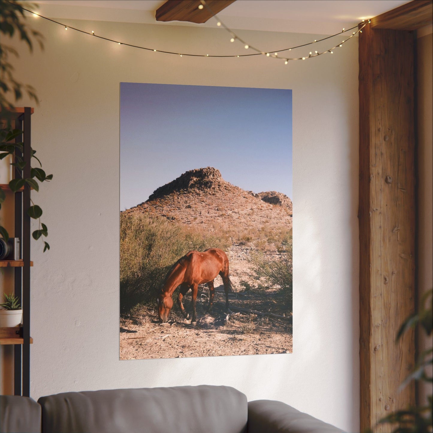 Wild horse of Big Bend grazes, TX - Archival Poster